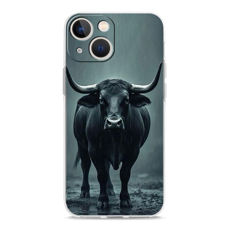 Чехол для телефона iPhone 17 Чехлы iPhone Air 16 15 12 13 14 Pro Max 7 8 Plus 16Pro iPhone11 Прозрачный Мягкий чехол Бык Животное