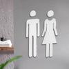 2Pcs Acrylic Bathroom Mirror Sign Adhesive Restroom Door Toilet 3D Men Women