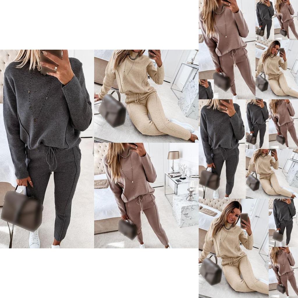 Stylish Ladies Lounge Wear 2 Piece Set Featuring High Neck Casual Pyjamas Joggers