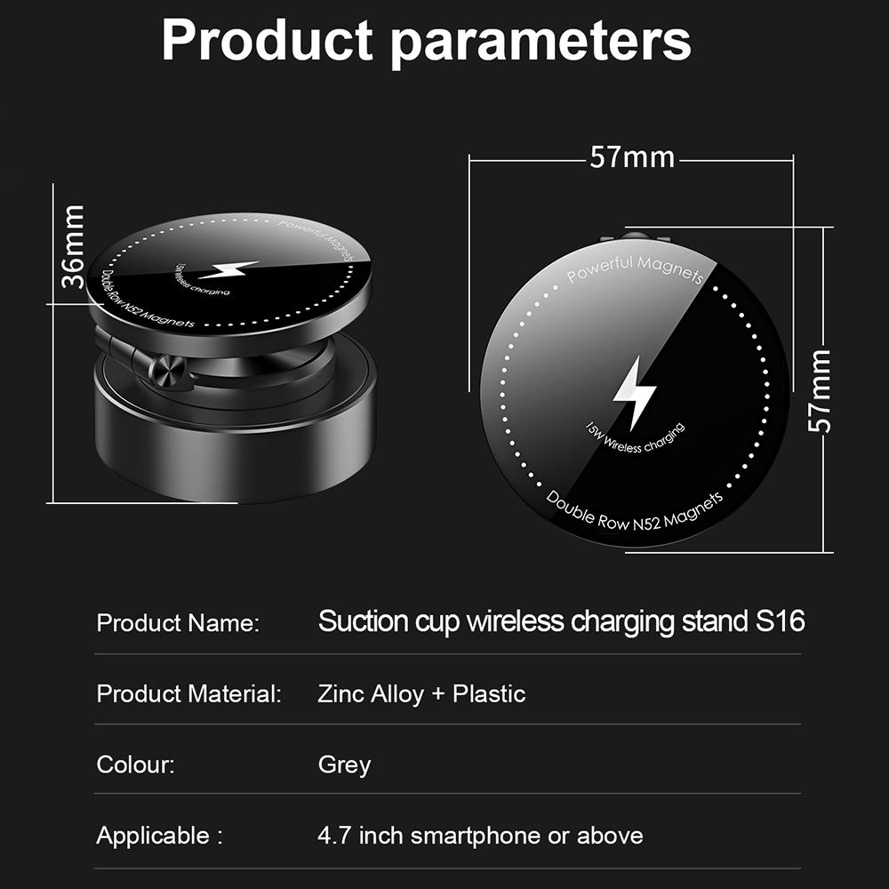 Автомобильный магнитный вакуумный адсорбционный кронштейн с беспроводным зарядным устройством, вращающийся на 360°, навигационный держатель для мобильного телефона, автомобильная подставка для телефона