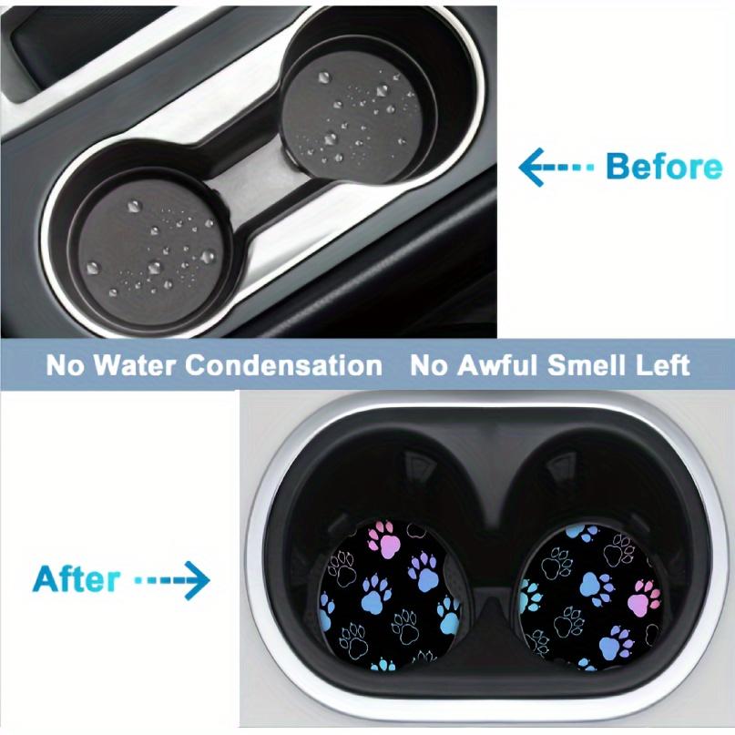 2 шт./набор Подставка под стакан для автомобиля Абсорбирующая синтетическая резина Автомобильные коврики для стаканов с выемкой для пальца, Нескользящий дизайн с отпечатком лапы собаки для автомобильных аксессуаров