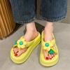 Fashion Cute Flowers Soft Beach Slippers Female 2024 Thick Bottom Home Outside Wear Flip-flops Non-slip Comfort Summer Zapatos Mujer