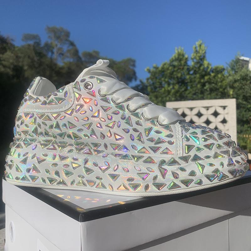 Top Quality Sneakers Women Skate Shoes Rhinestone Women Loafers Platform Fashion Shiny Women's Casual Shoes Crystal