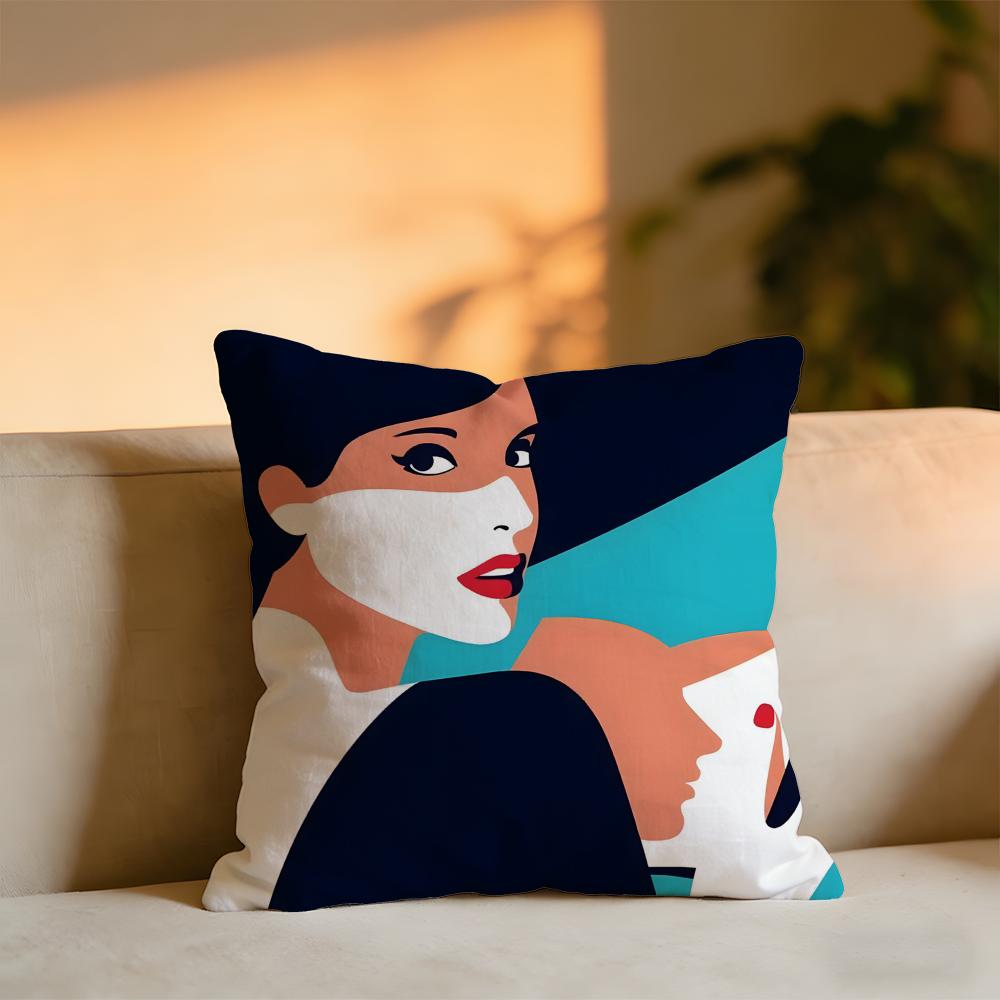 Pop Style Modern Girlcreativity Fashion Cushion Cover Cozy Velvet Throw PillowSoft Warm Cushion For Sofa Bed