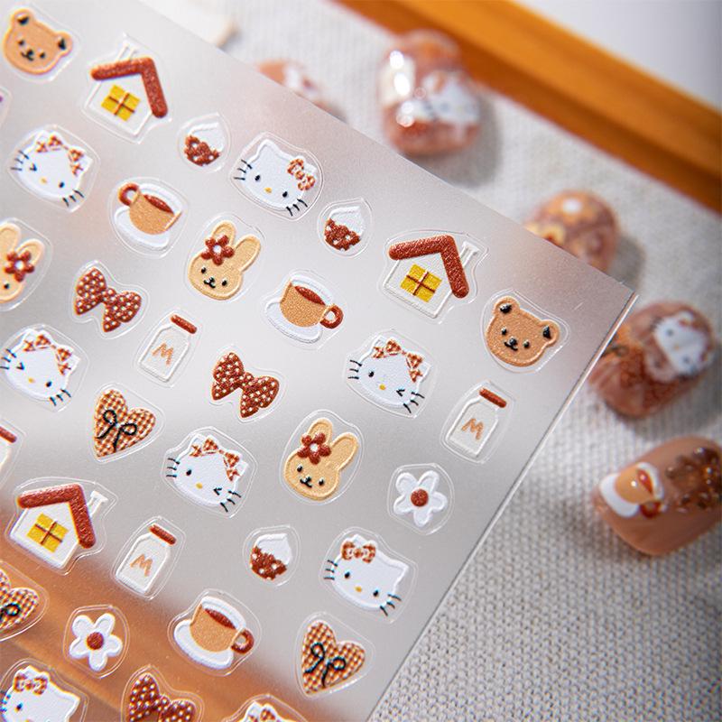 Рельефный набор наклеек для декора ногтей и камеры Hello Kitty