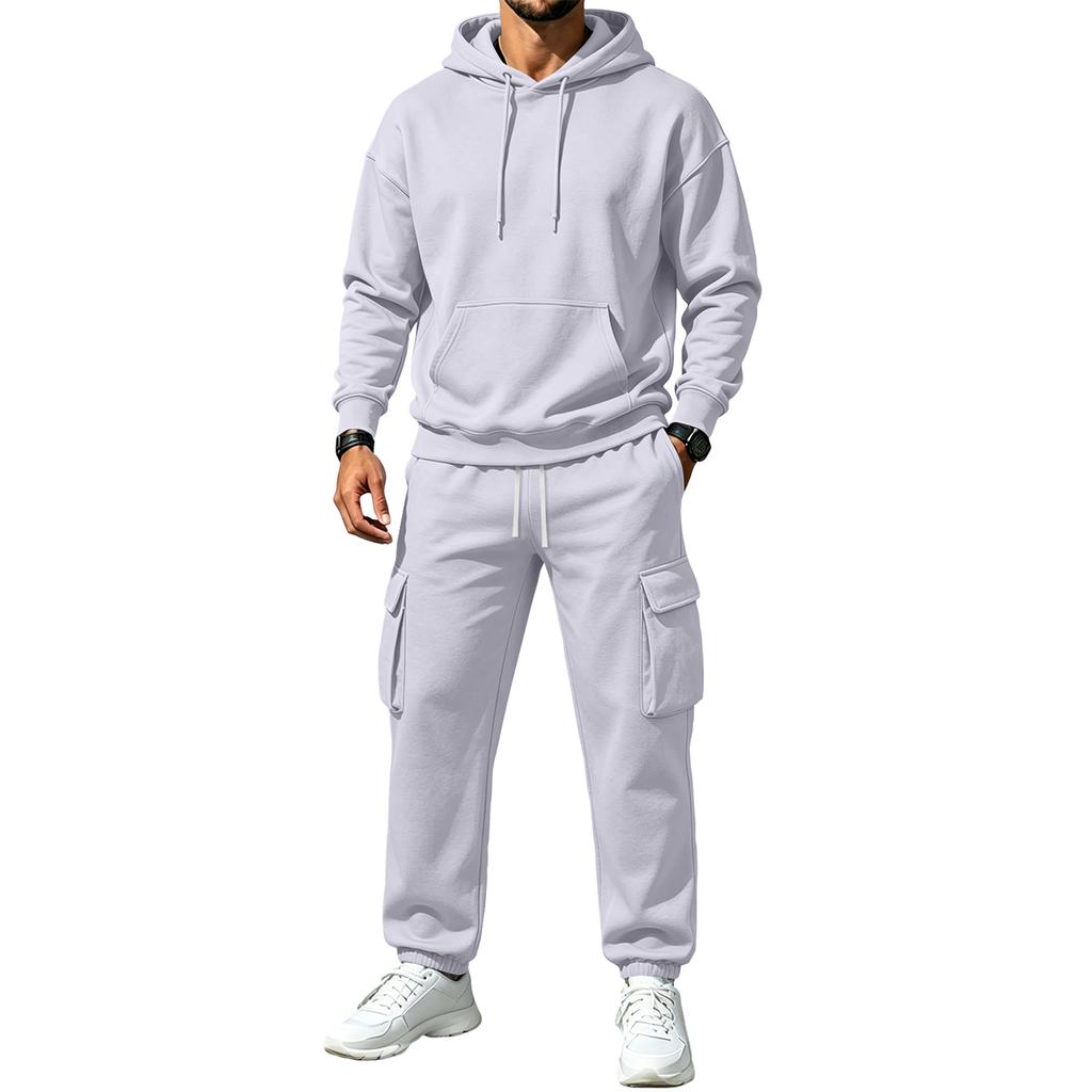 Зимний комплект: худи с капюшоном и спортивные штаны для мужчин и женщин, повседневный комплект
