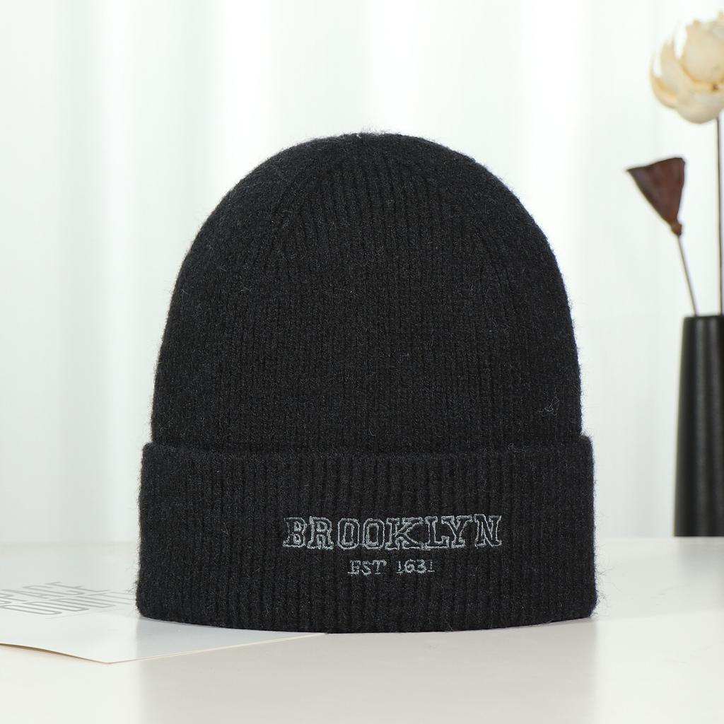 Осенне-зимние вязаные шапки для пар с вышитыми буквами, теплые вязаные шапки для велоспорта на открытом воздухе