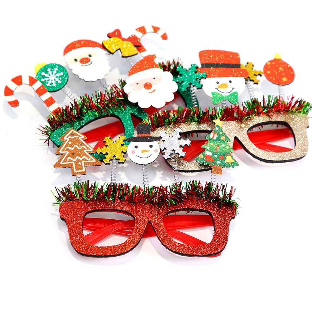 Festive Christmas Themed Cartoon Glasses Colorful Striped Frame For Holiday Parties
