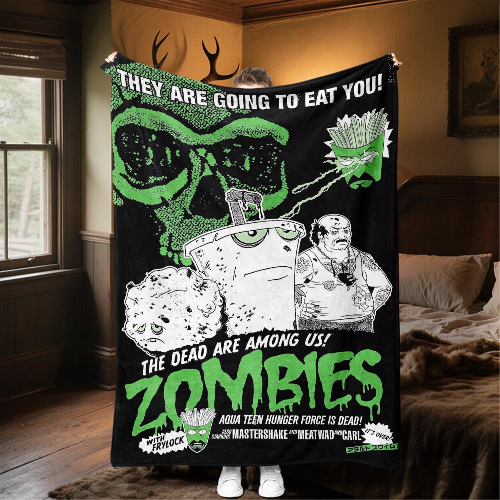 1 шт. Фланелевое одеяло с дизайном на тему «Зомби Аква» - Мягкое теплое, 3D-печать, легкое покрывало для кемпинга, путешествий, кровати -080761