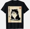 Кавайный Кот Аниме Японский Прикол Смешная Футболка с Котом