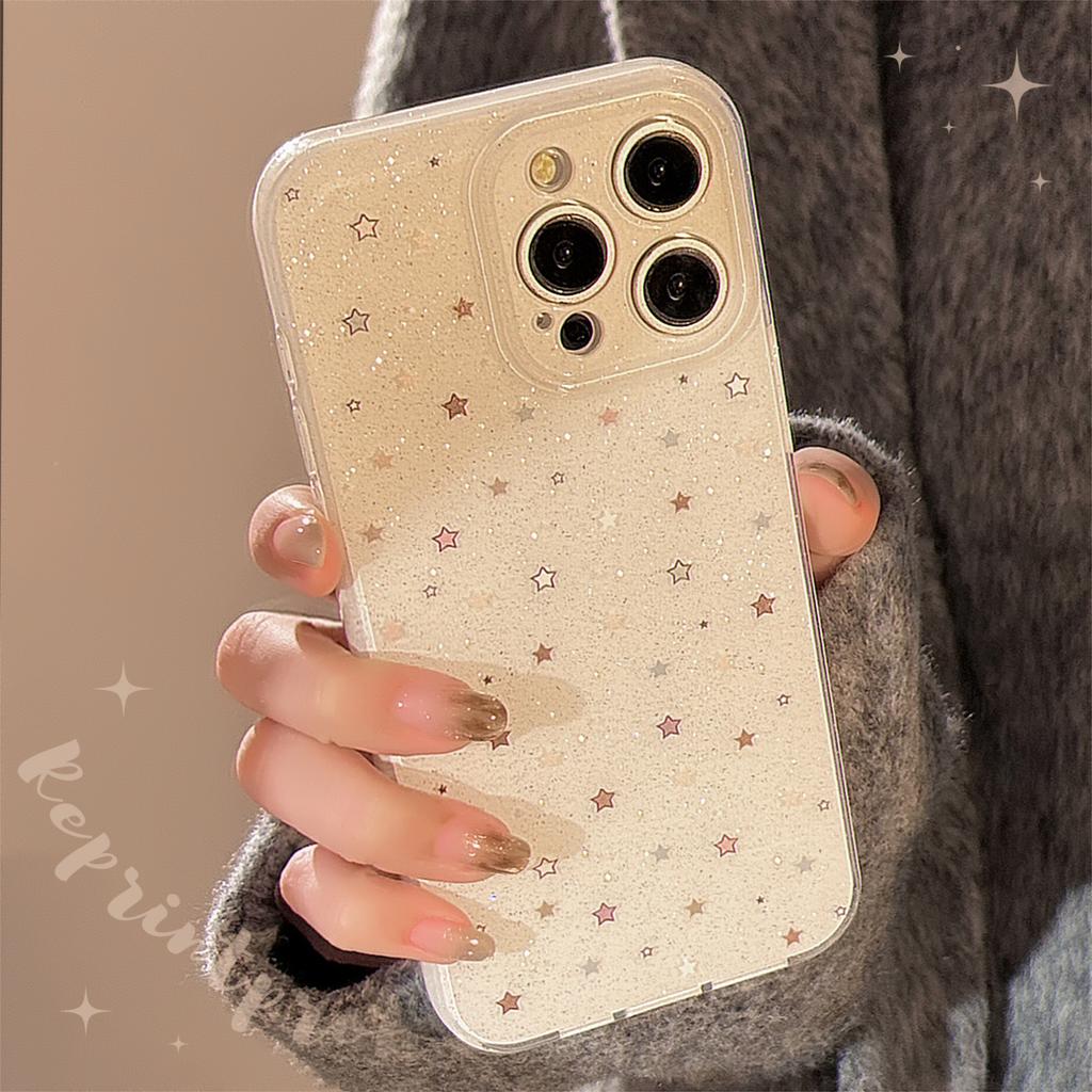 Double Layer Flash Powder Suitable for Apple 16 Mobile Phone Case Full Screen Colorful Stars Iphone15promax Soft Case 14 Niche 11