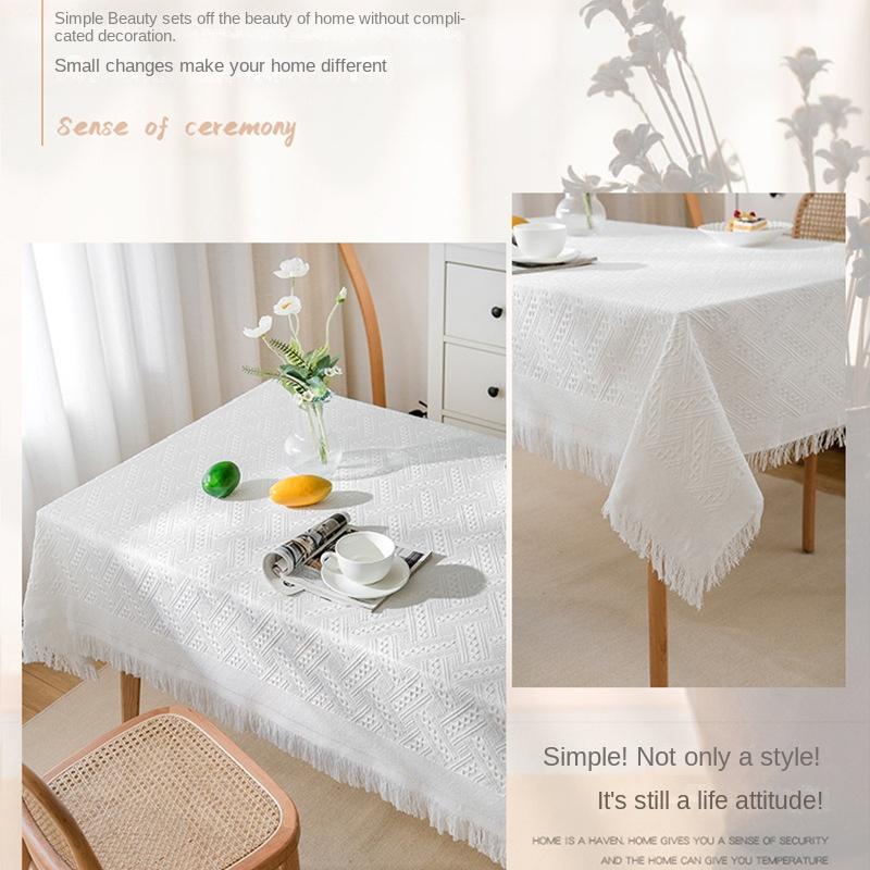 Скандинавская хлопково-льняная скатерть, прямоугольный журнальный столик, кружевная скатерть с кисточками