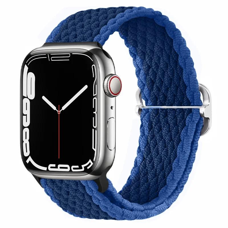 Плетеный ремешок Solo Loop для Apple Watch 10 Band 42 мм 46 мм 45 мм 44 мм 40 мм 9 8 7 6 5 4 SE 2 Регулируемый эластичный нейлоновый ремешок iWatch Ultra