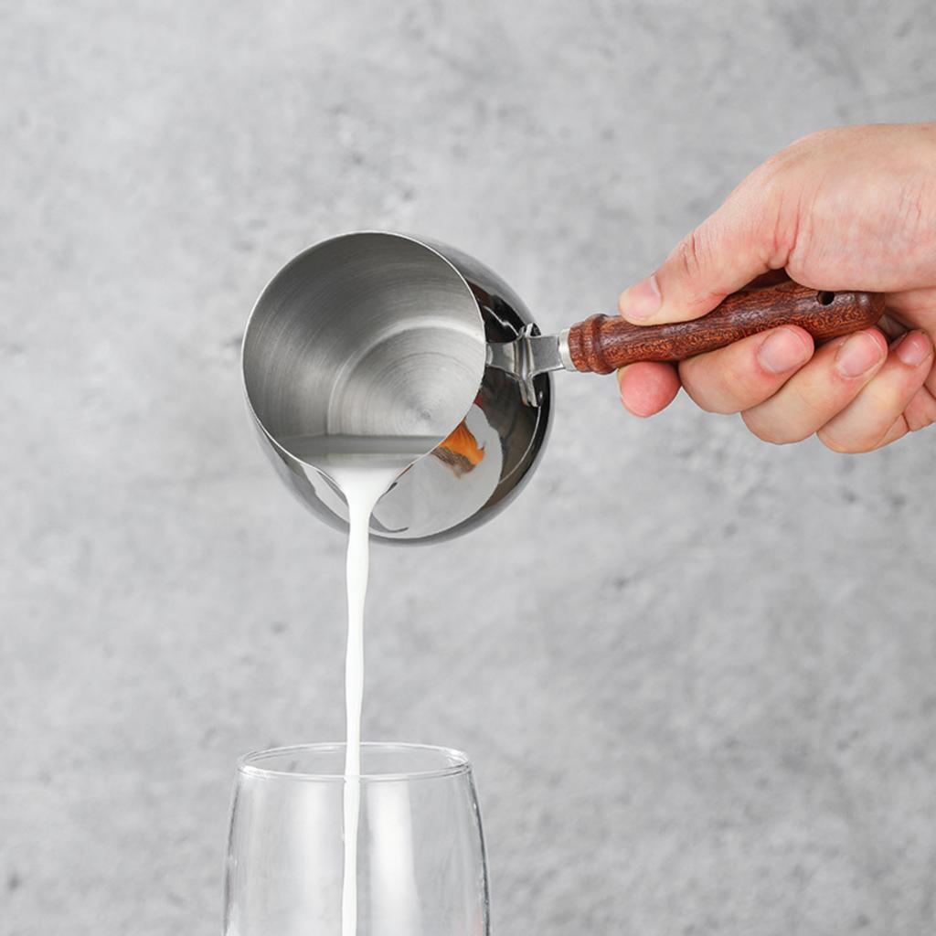 420ml Stovetop Heater With Wooden Handle For Melting Milk, Butter, Chocolate, Greek Arabic Coffee Maker, Maple Syrup And Warming Pot