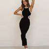 Женское летнее цельное платье без рукавов с вырезами Slim Fit Package Hip One Piece Dress