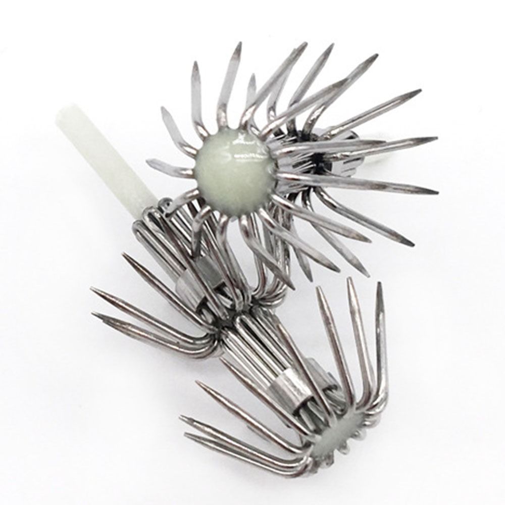 10PCS Luminous Squid Jig Hooks Stainless Steel Jigging Fishhook Lures Cuttlefish Fishing