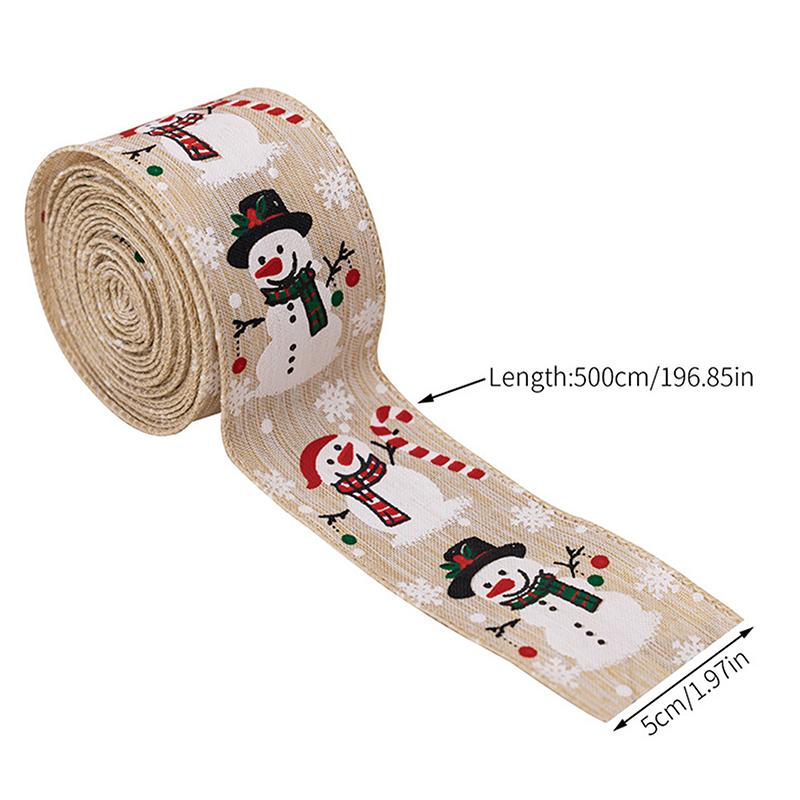 Рождественская лента Проволочная рождественская лента Лента со снеговиком Для рождественской елки Упаковка подарков Поделки Венок Гирлянда Бант Декор