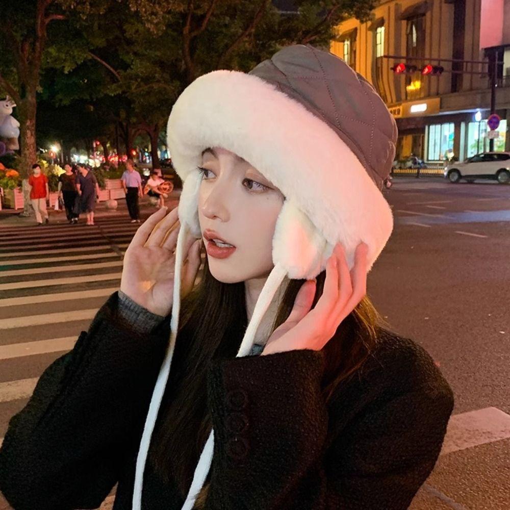Fluffy Plush Women Winter Hat Soft Bucket Cap Fashion Ear Protection Hat Autumn Winter