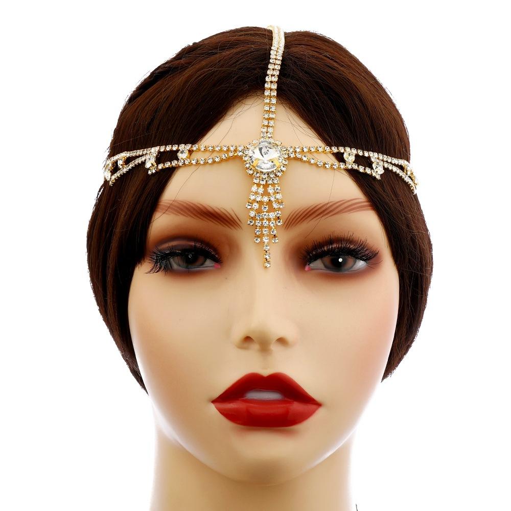 Модные аксессуары для волос, персонализированная цепочка для волос со стразами, темпераментная универсальная повязка на голову с бриллиантами на лбу