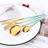 Mint Gold 48pcs/set Mirror Stainless Steel Cutlery Set Dinnerware Dinner Knife Fork Spoon Teaspoon Flatware Home Party Tableware
