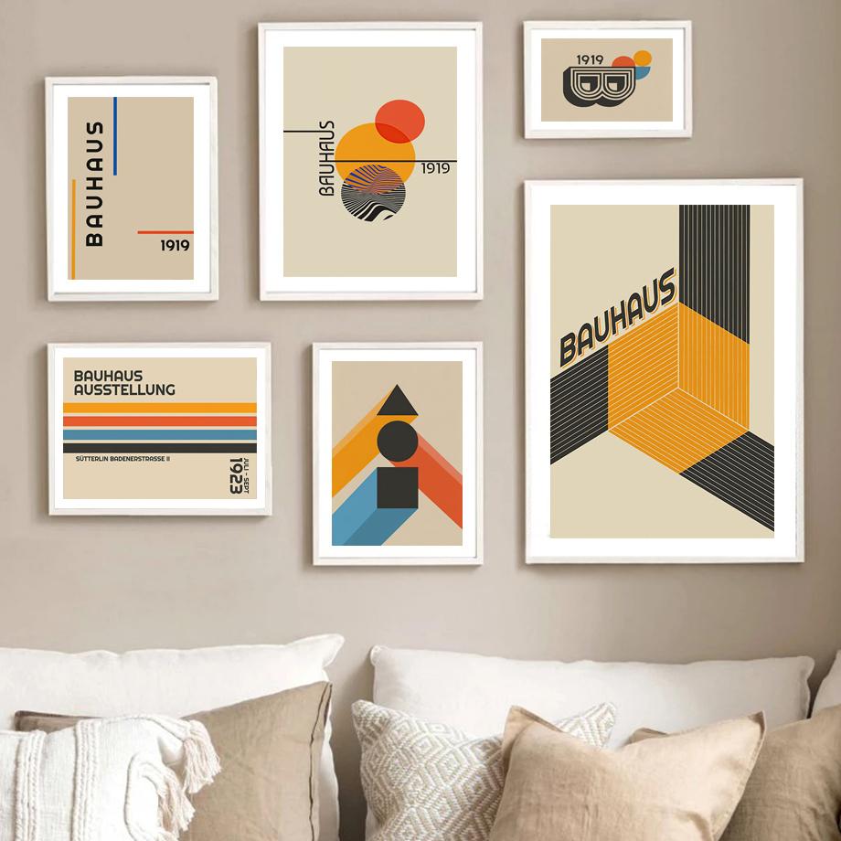 Баухауз Геометрические линии Солнце Море Современный абстрактный скандинавский настенный художественный постер и принты холст картины для декора гостиной