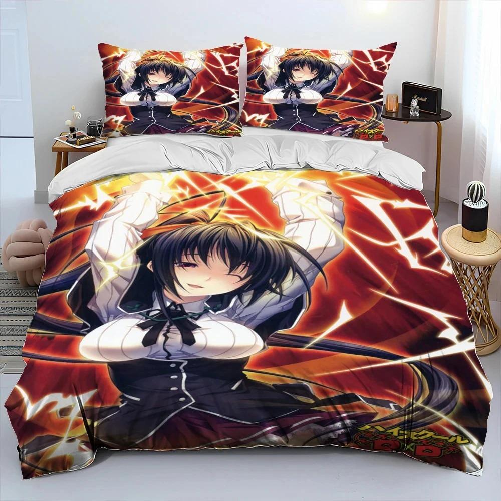 Sexy Girl High School DxD Anime Comforter Bedding Set,Duvet Cover Bed Set Quilt Cover Pillowcase,king Queen Size Bedding Set Boy
