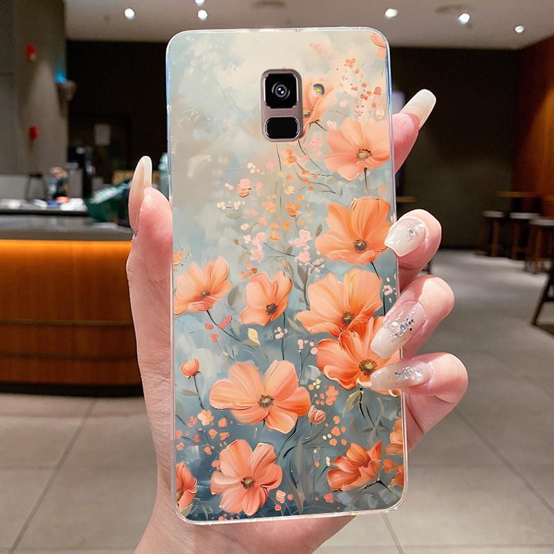 Case For Samsung Galaxy A8 A6 A5 2018 Flower Butterfly Phone Shells For Samsung A6 A8 Plus Soft Silicone Transparent TPU Cover