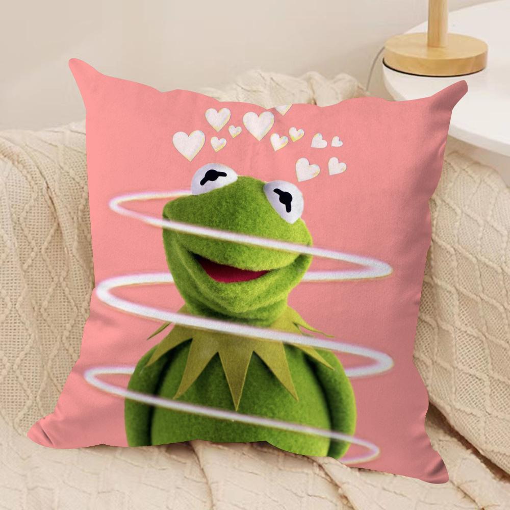 Funny KKermit the Frog Cushion Cover Soft Plush Fabric DoubleSided Printed Sofa Cushion Cover for All Seasons Home Decor Gift