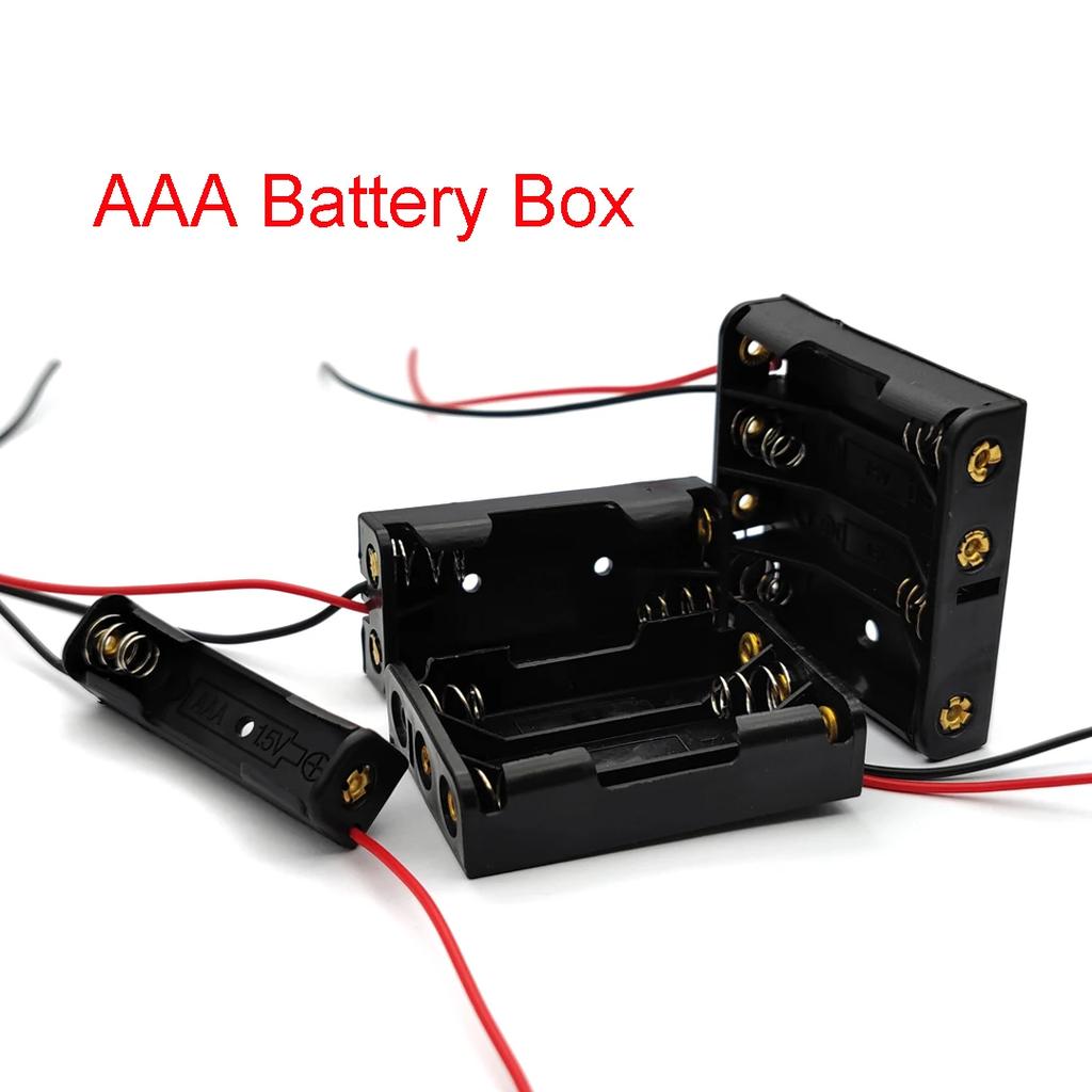 1x 2x 3x 4x AAA Battery Box Case Holder with Wire Leads Side By Side Battery Box Connecting Solder for 1-4pcs AAA Batteries