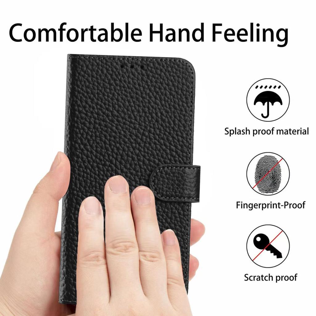 For Samsung Galaxy M36 5G Case Wallet Stand Litchi Texture Genuine Cow Leather Flip Phone Cover