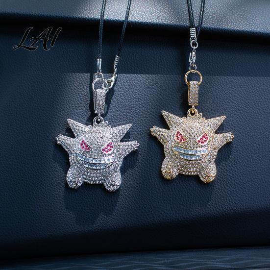 Holiday Gift for Car Lovers Bling Accessories Cute Rhinestone Devil Rear View Mirror Funny Rearview Decor Charm Halloween Auto Interior Hanging
