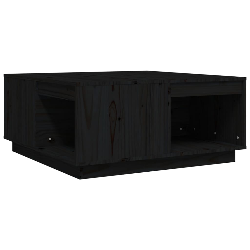 Coffee Table Black 80 x 81 x 36.5 cm Solid Pine Wood