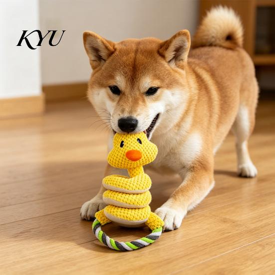 Tough Plush Toys for Pets Crinkle Dog Toy, Tug of War Interactive Toy with Stuffed Animal Chew Rope Loop, Medium Large Dogs Engagement