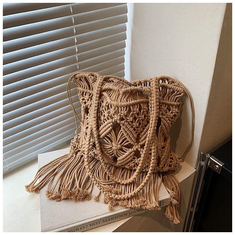 Корейский шик ретро плетеная женская сумка бохо стиль сумка с кисточками дорожная сумка для отпуска пляжная сумка большой вместимости