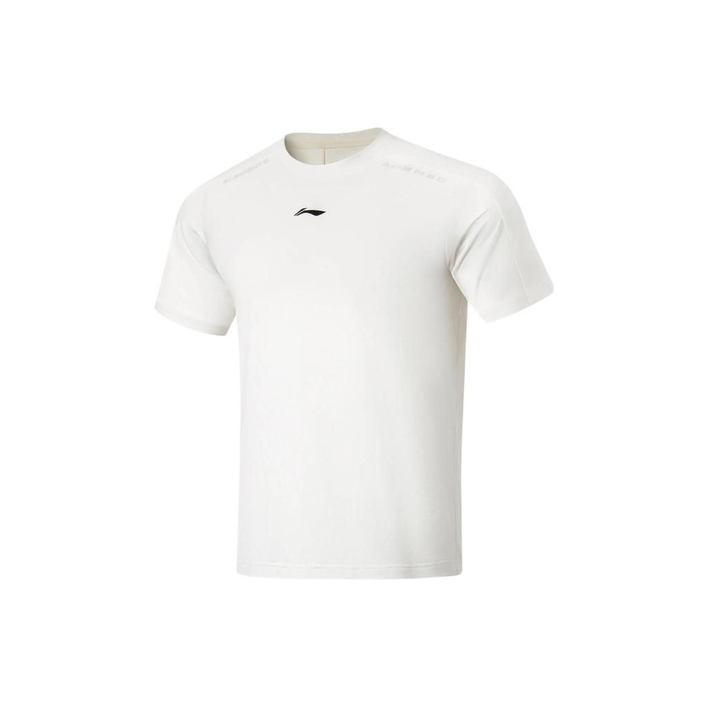 Li-Ning Фитнес-серия с буквенным принтом, футболка с круглым вырезом, мужские топы, белые ATST035-1