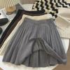 2025 College Style Elastic High Waist Knit Pleated Wool Skirt - Autumn/Winter Trend