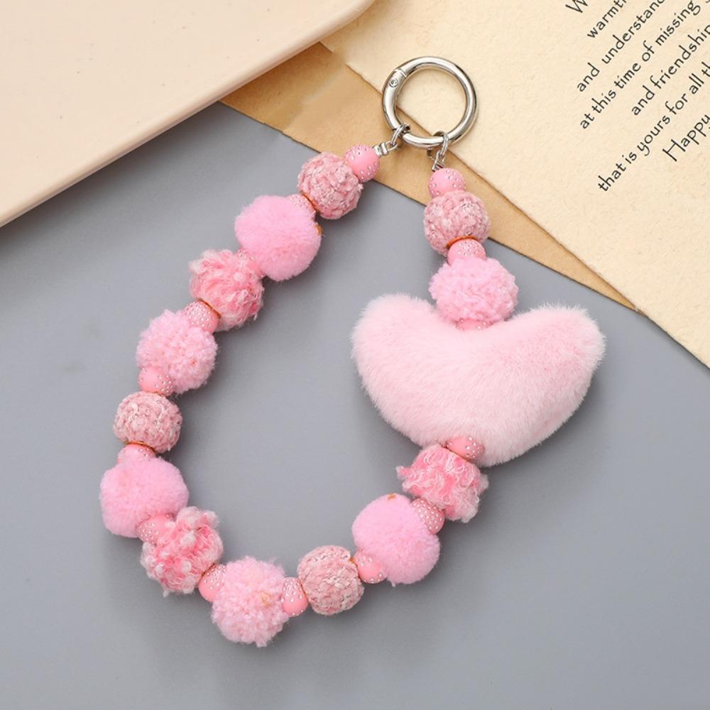 Soft Loveheart Beaded Keychain Colorful Loveheart Beaded Bracelet Female Lady Girl