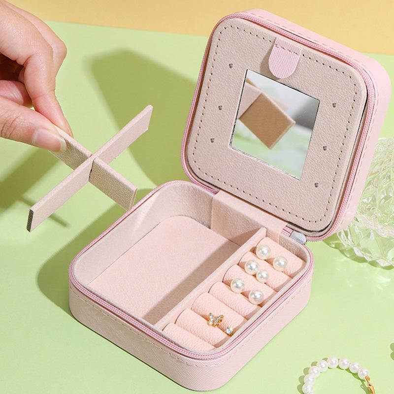 1PC Personalized Portable Jewelry Box for Women Girls Jewelry Case Small Jewelry Storage Pink Initial Letter