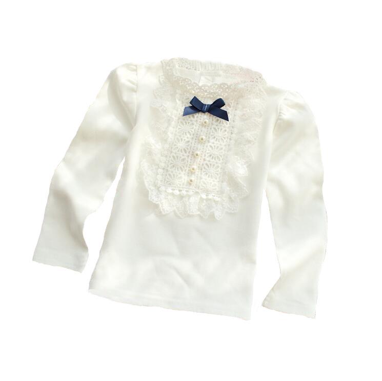 Korean Children's Lace Beaded Cotton T-shirt Top