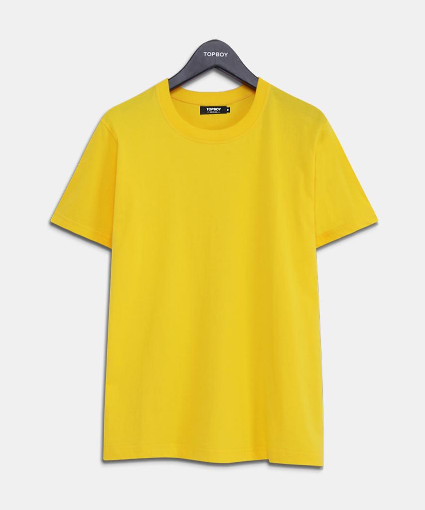 TOPBOY Basic Standard Fit Combed Cotton 30-Count Short Sleeve T-Shirt Yellow