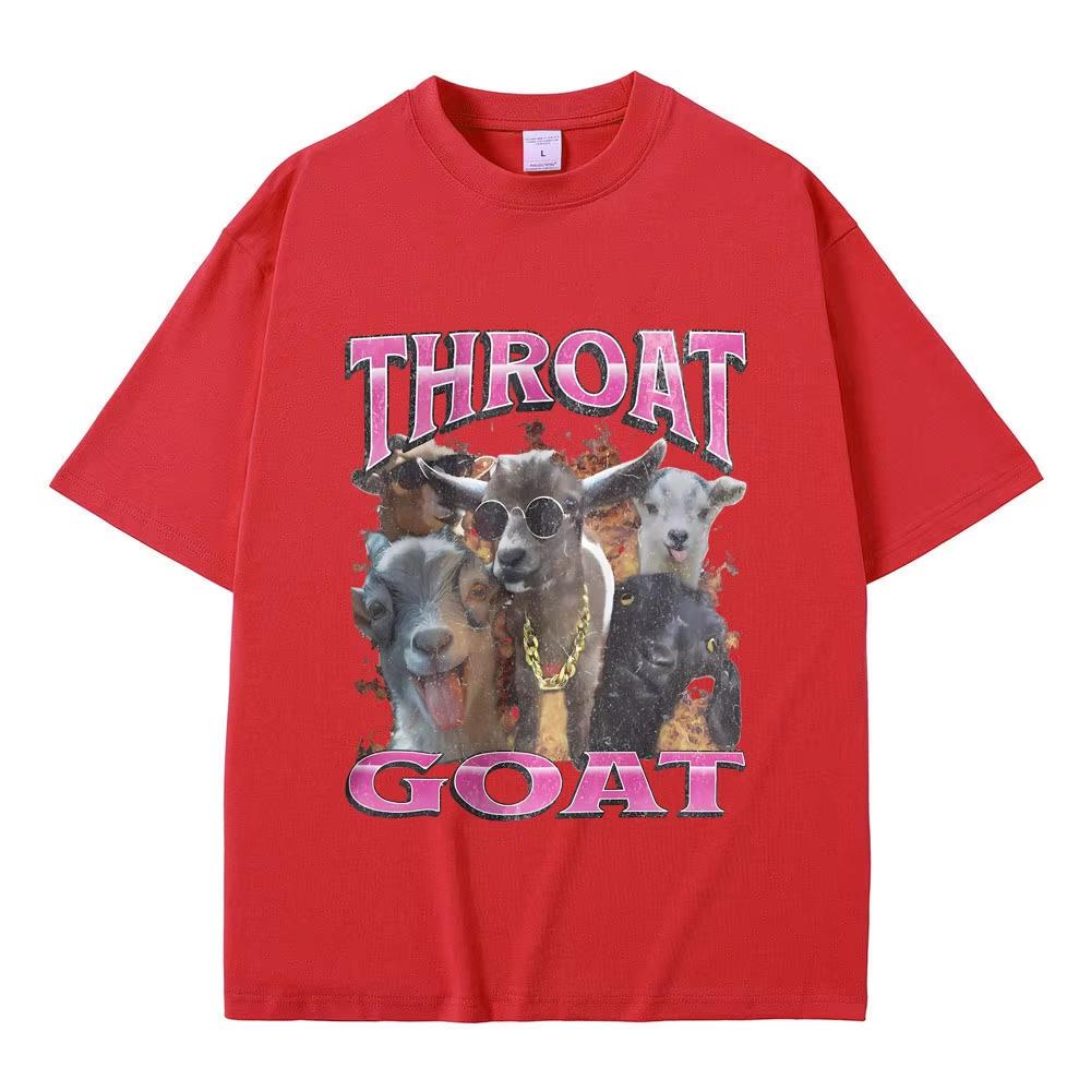 Funny Throat Goat Graphic Print Tshirt Male Fashion Oversized Streetwear Unisex Women Casual High Quality Pure Cotton Short Sleeve