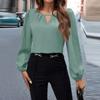 Women's Fashion Casual Solid Color Satin Shirt Casual Pleated Long Sleeve Top