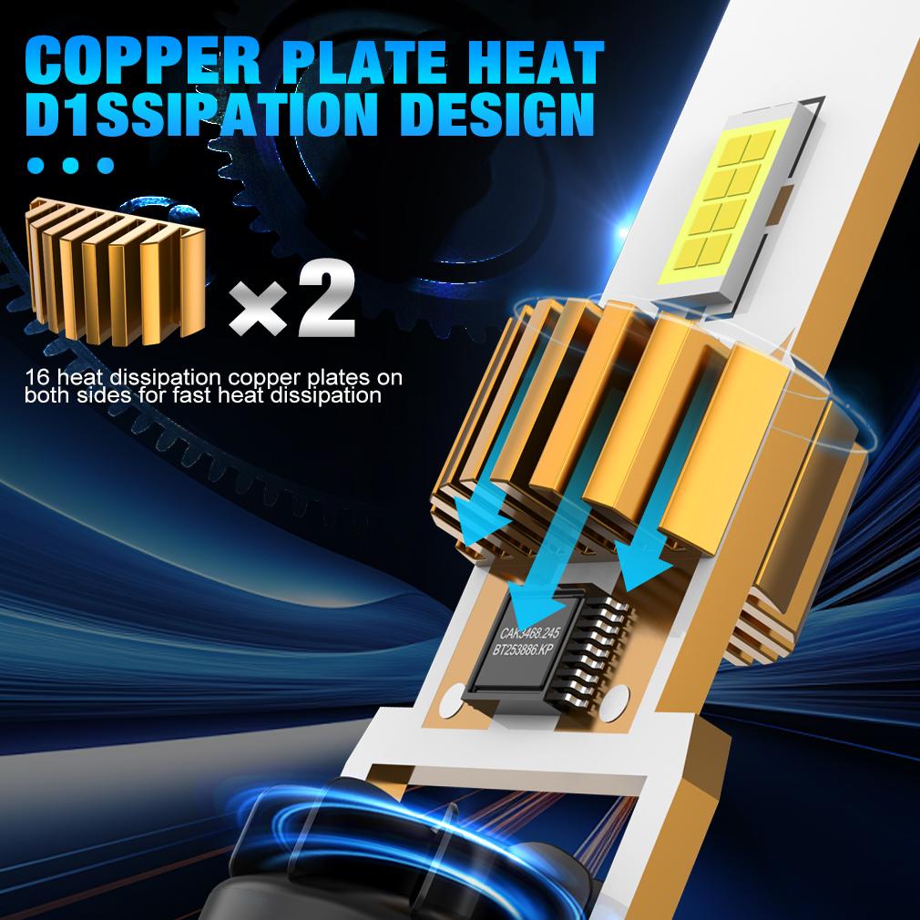 2 шт., цоколь H7, светодиодные автомобильные фары, 70 Вт, турбо-лампы высокой мощности, 6500K, 40000LM, чип CSP, мини-светодиодный светильник, Plug & Play, проводной налобный фонарь с вентилятором