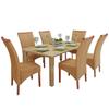 Dining Chairs - vidaXL - Set of 6 - Brown - Natural Rattan - Contemporary Style
