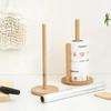 Reusable Wooden Roll Paper Towel Holder Stable Vertical Tissue Stand Stylish Napkins Rack  Bathroom