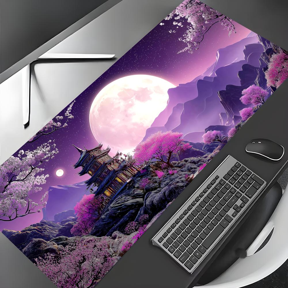 Art Aesthetics Purple Cherry Blossom Mouse Pad Gaming mats NonSlip Desk Mat mouse carpet Stitched Edge HD printing Office mat