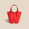 Women's Niche Design Casual Genuine Leather Bucket Handbag