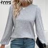 Women's Fashion Casual Spring Fall Solid Color Print Long Sleeve O-Neck Blouses & Shirts