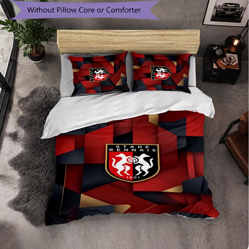 Stade Rennais FC Themed Bedding 3Pcs Duvet Cover Set Decorative Bed Linen For Teen Room Home Decoration