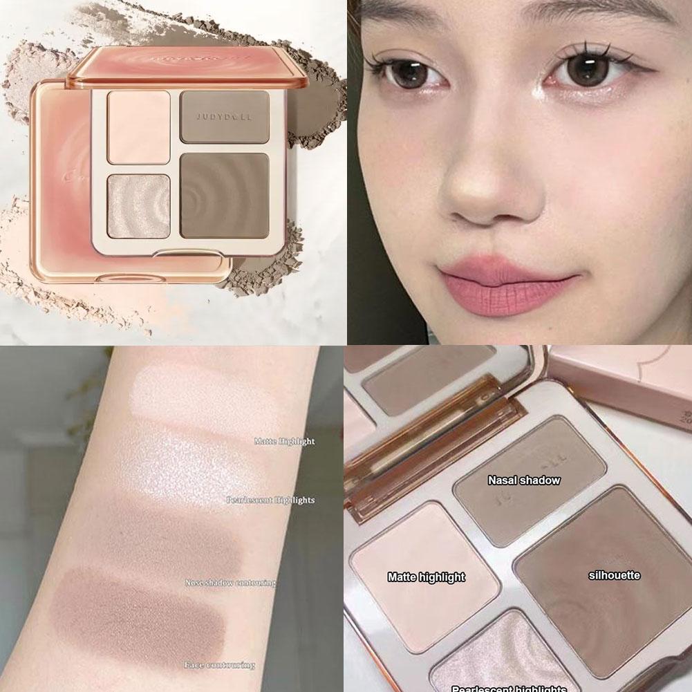 2 IN 1 Highlight Contouring Palette Matte Brightens Tear Cover Facial Tone Skin Groove W8T9